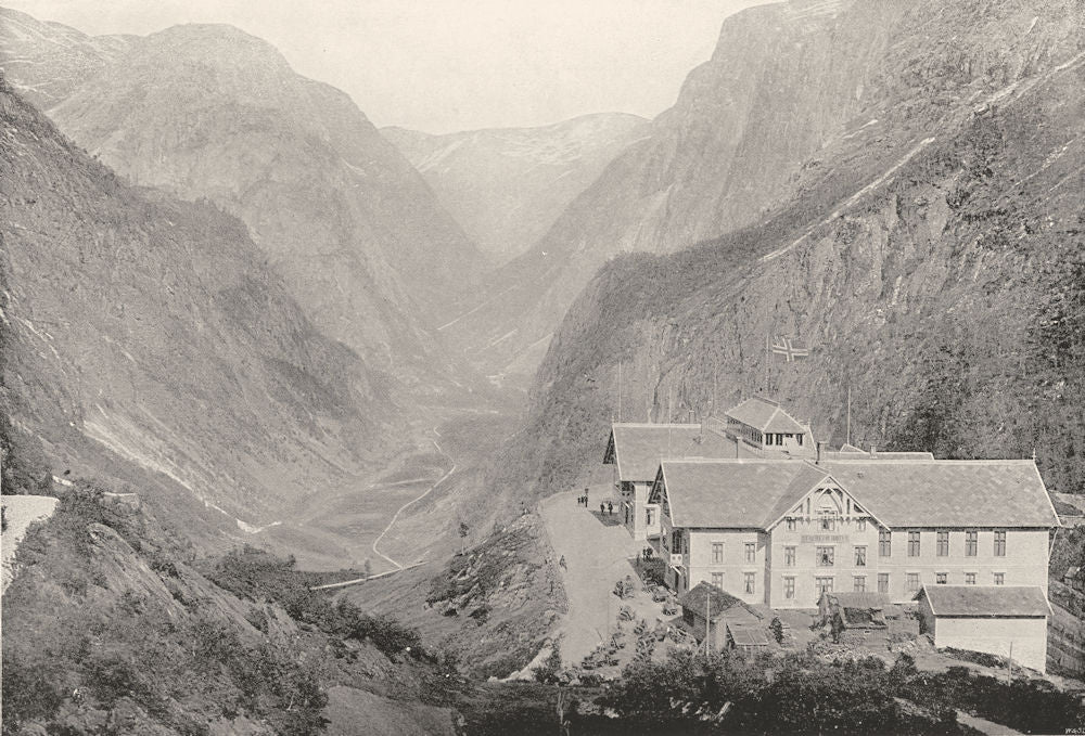 NORWAY. Stalheim- The Naerödal valley and Stalheim Hotel 1895 old print